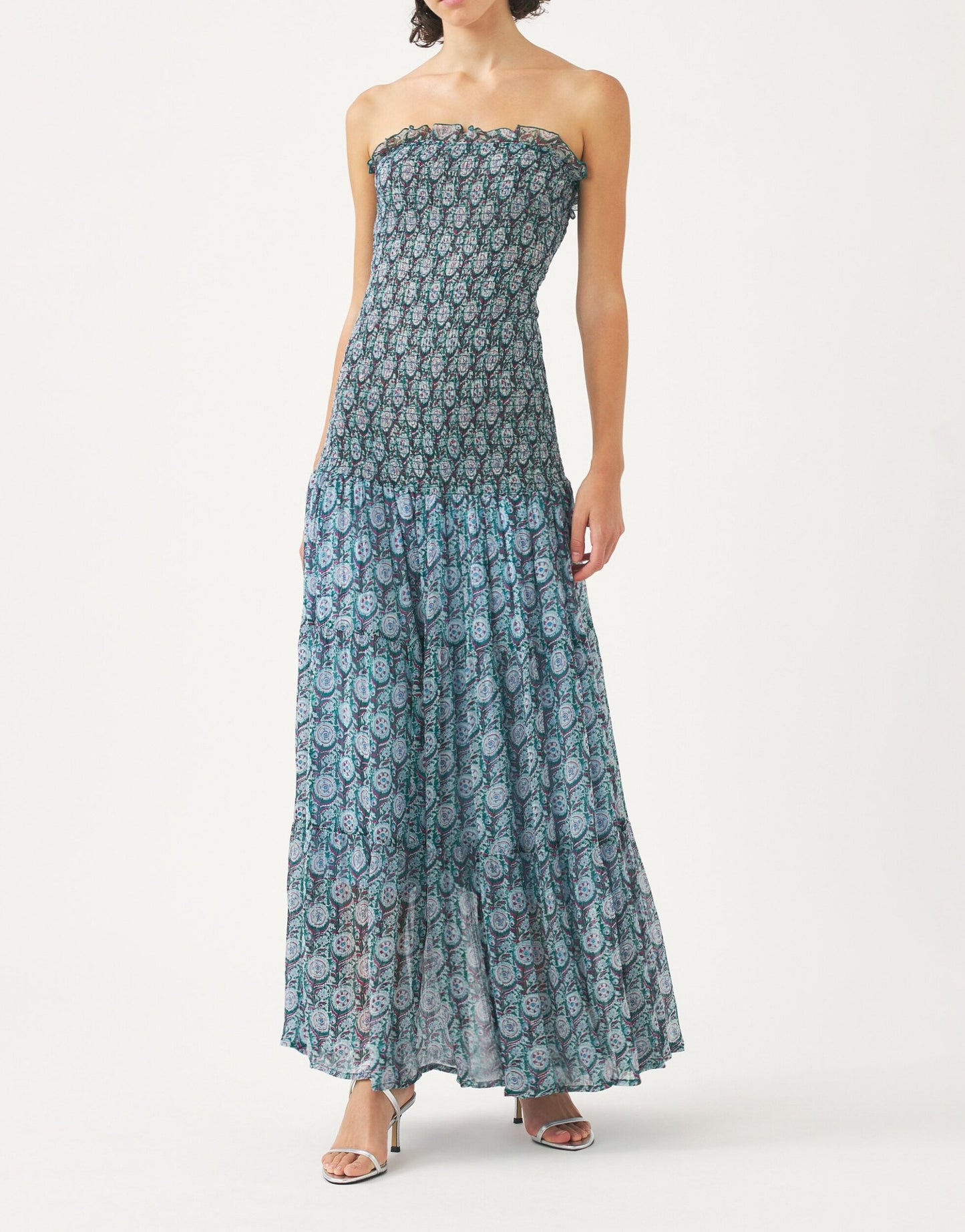 Sheath Blue Veil Maxi Dress