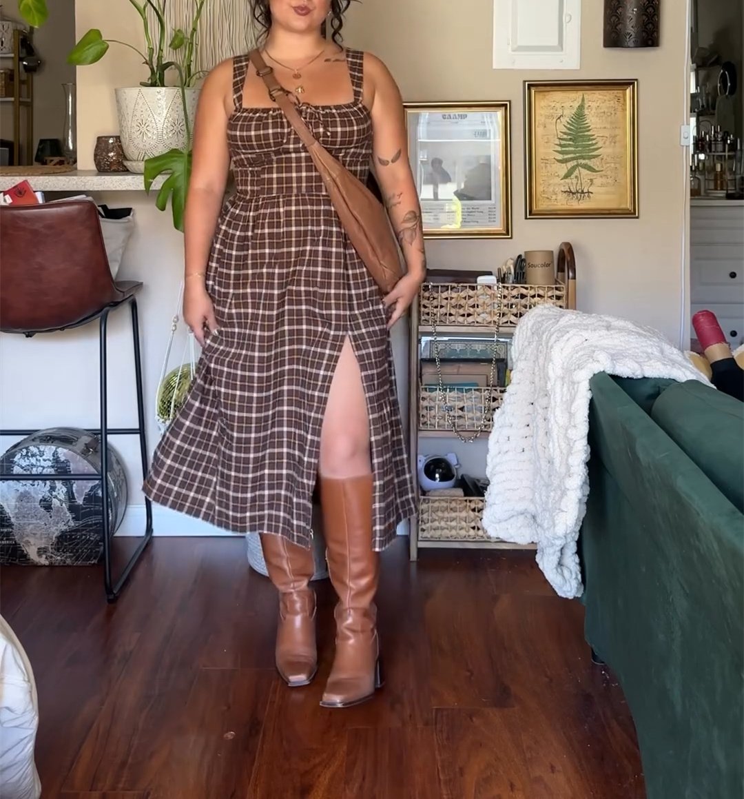 Bow Plaid Halter Dress