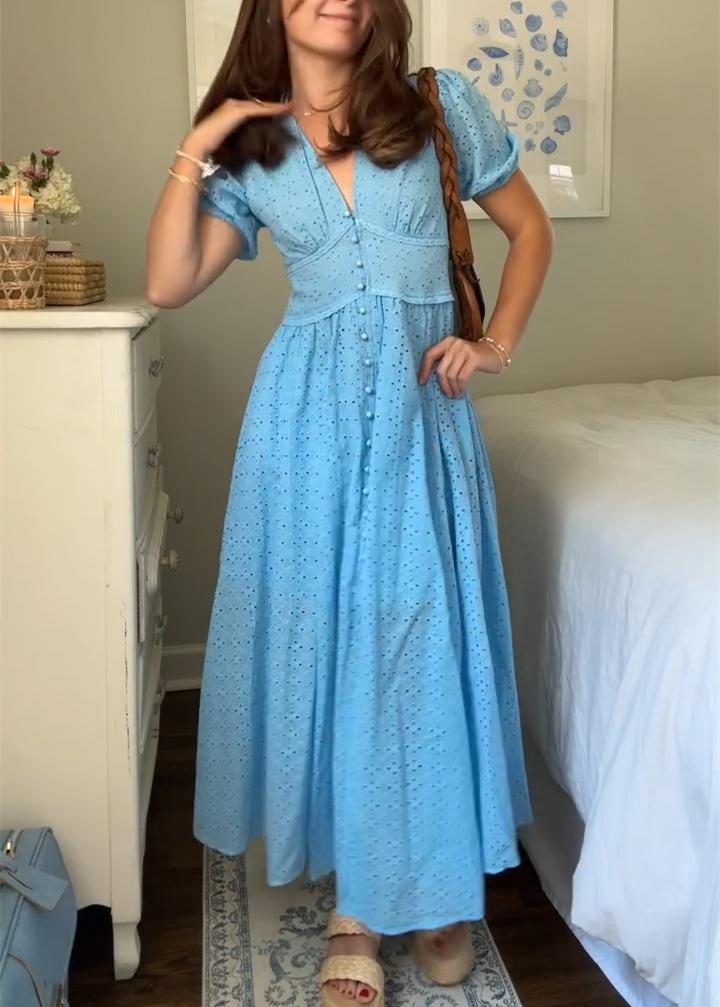 Blue Button Down Dress