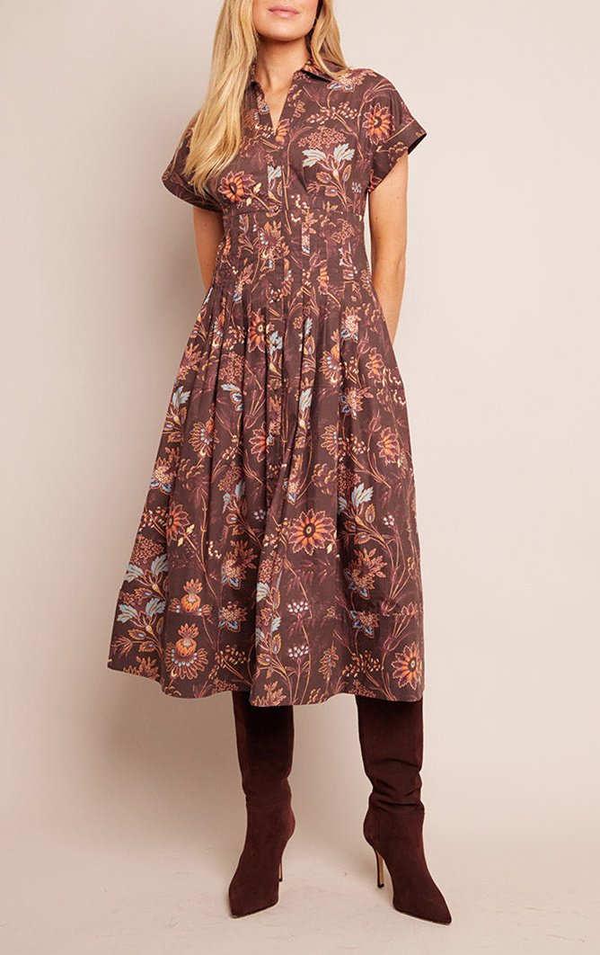 Brown Printed Dress