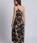 One-shoulder printed maxi dress