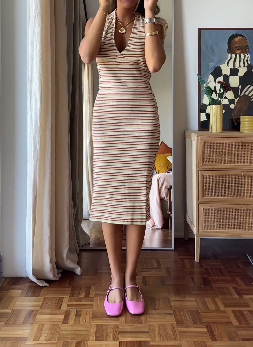 Striped Backless Dress