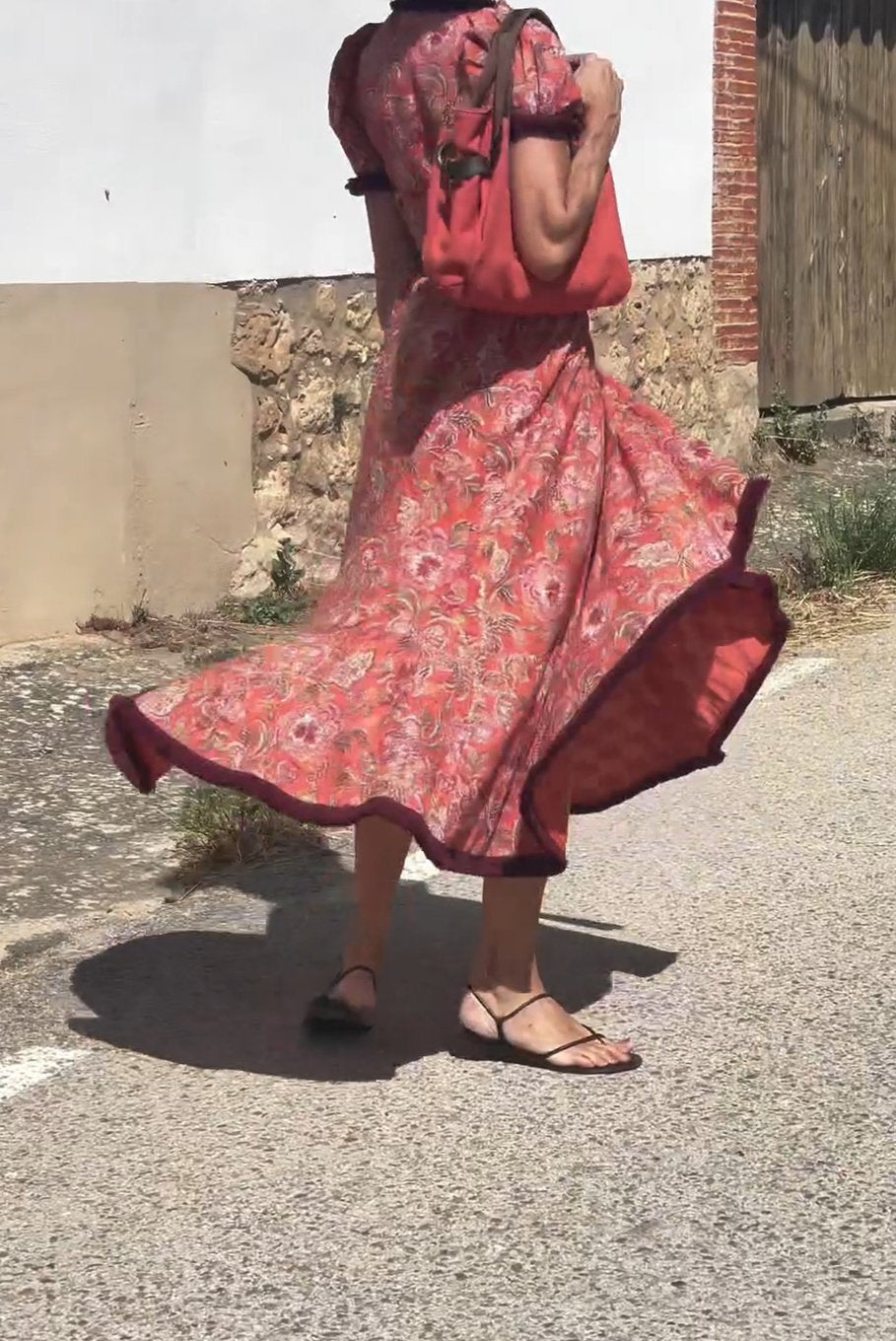 V-Neck Pink Flower Maxi Dress