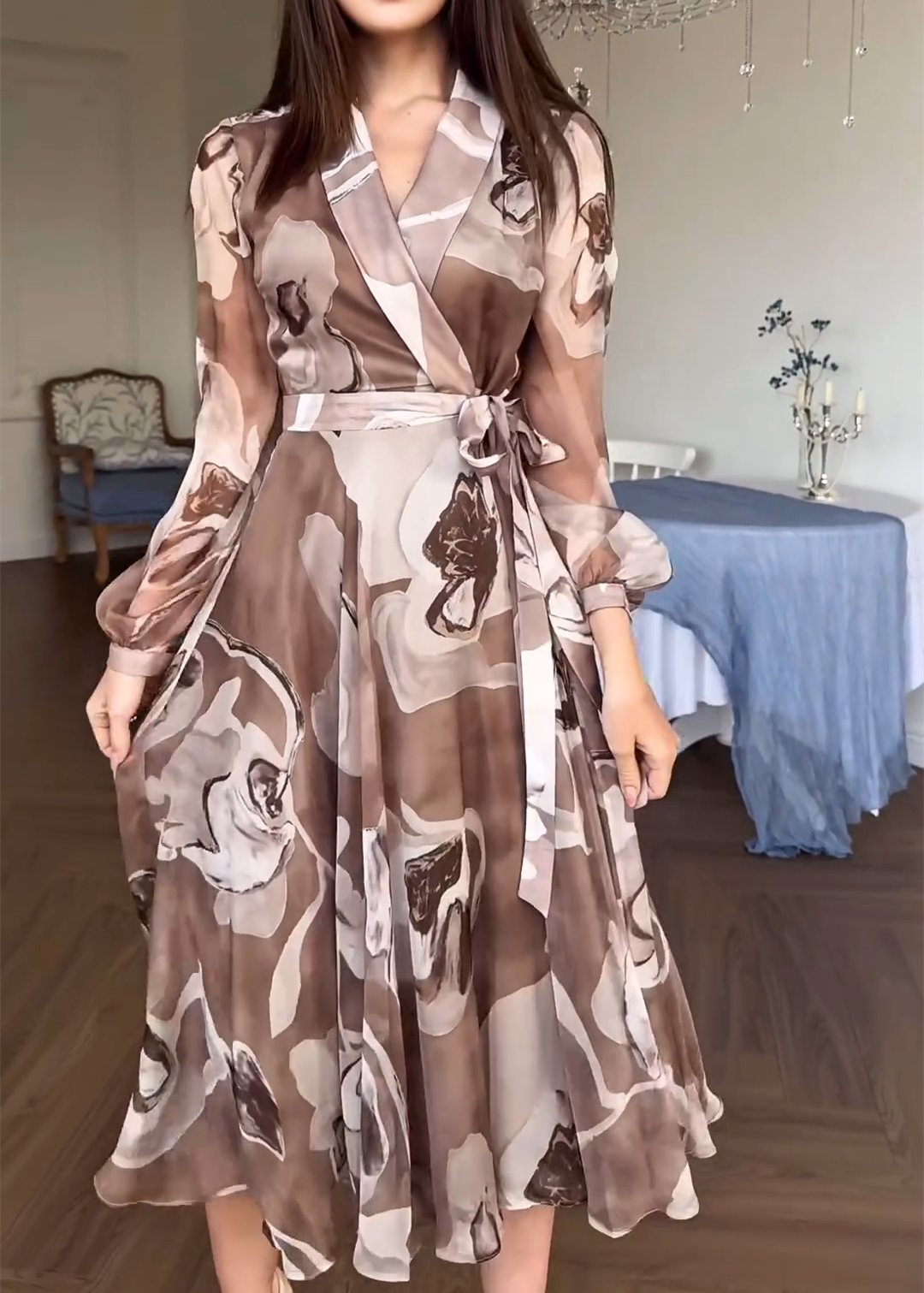 Brown Printed Maxi Dress