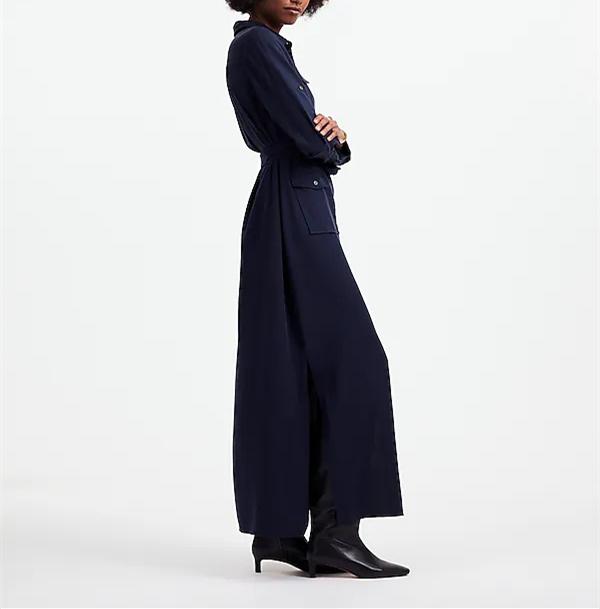 Navy Blue Workwear Fall Dress