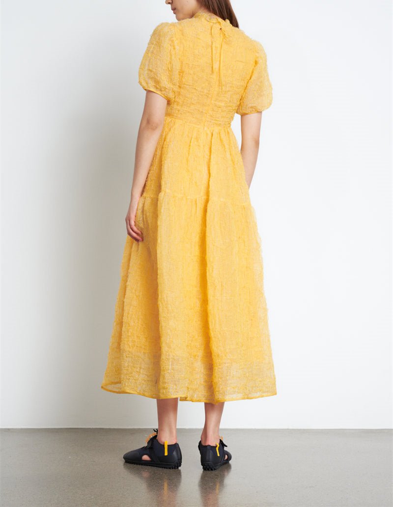 Yellow Lantern Sleeve Dress