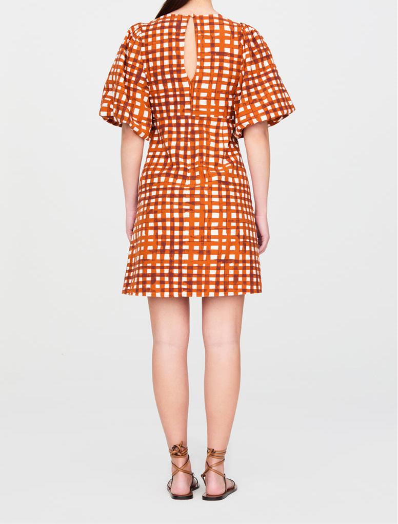 Orange Plaid Mini Dress