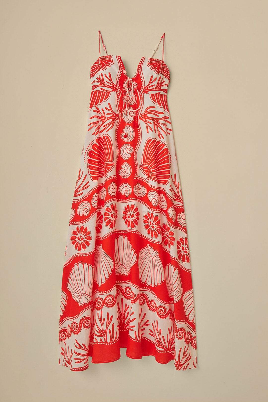 Printed Halter Red Dress