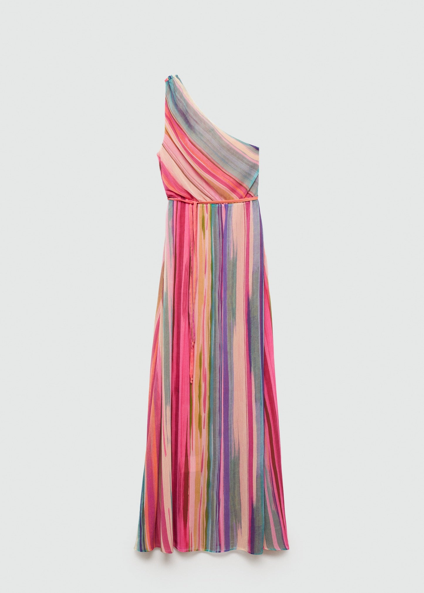 One Shoulder Vertical Stripe Maxi Dress