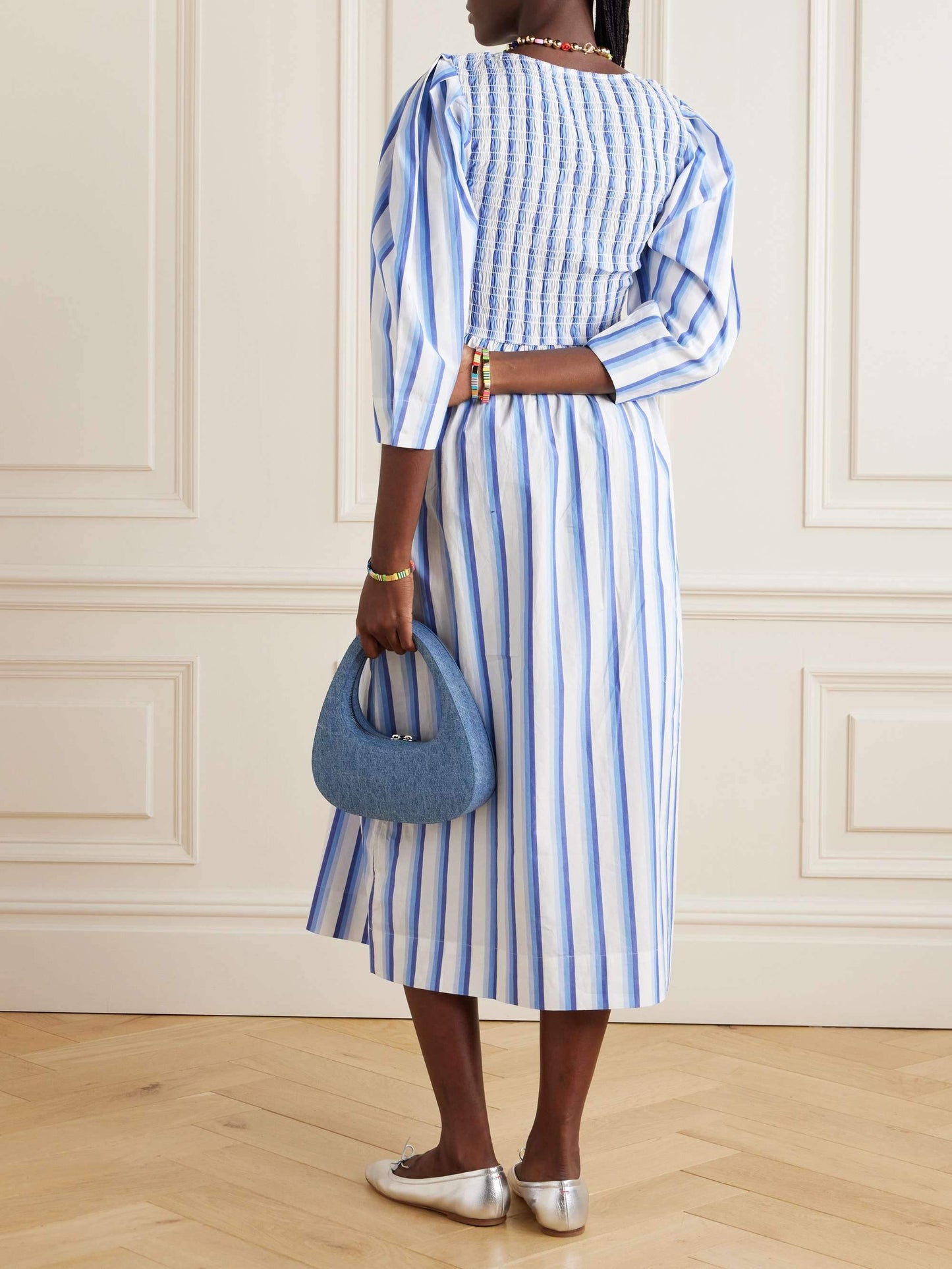 Blue and White Striped Maxi Dress