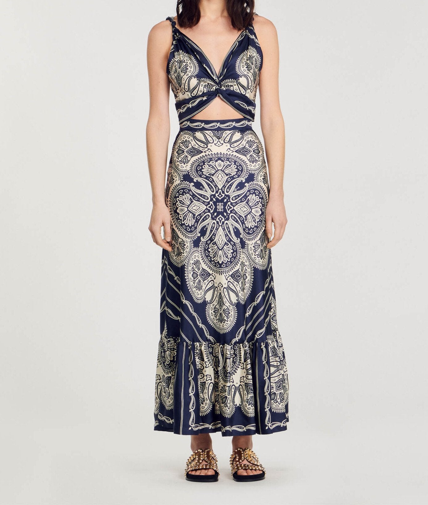 Navy blue floral maxi dress