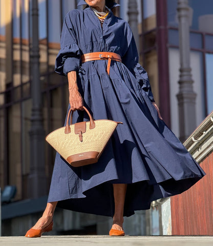 Navy Long Sleeve Autumn Dress