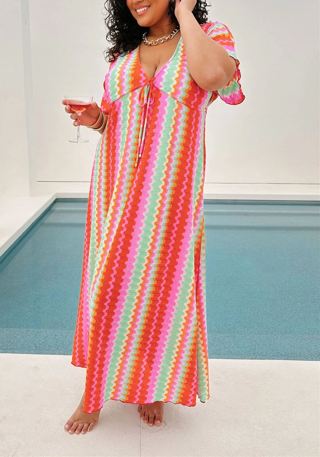 Vertical Striped Maxi Dress