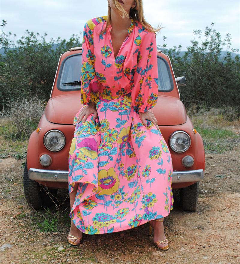 Pink Printed Maxi Dress