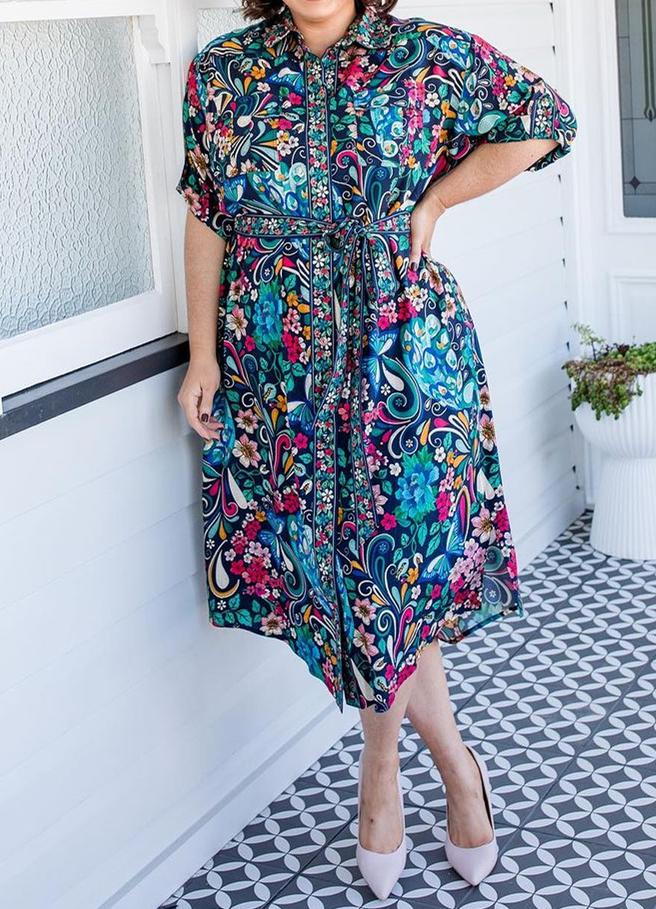 Lapel Floral Dress