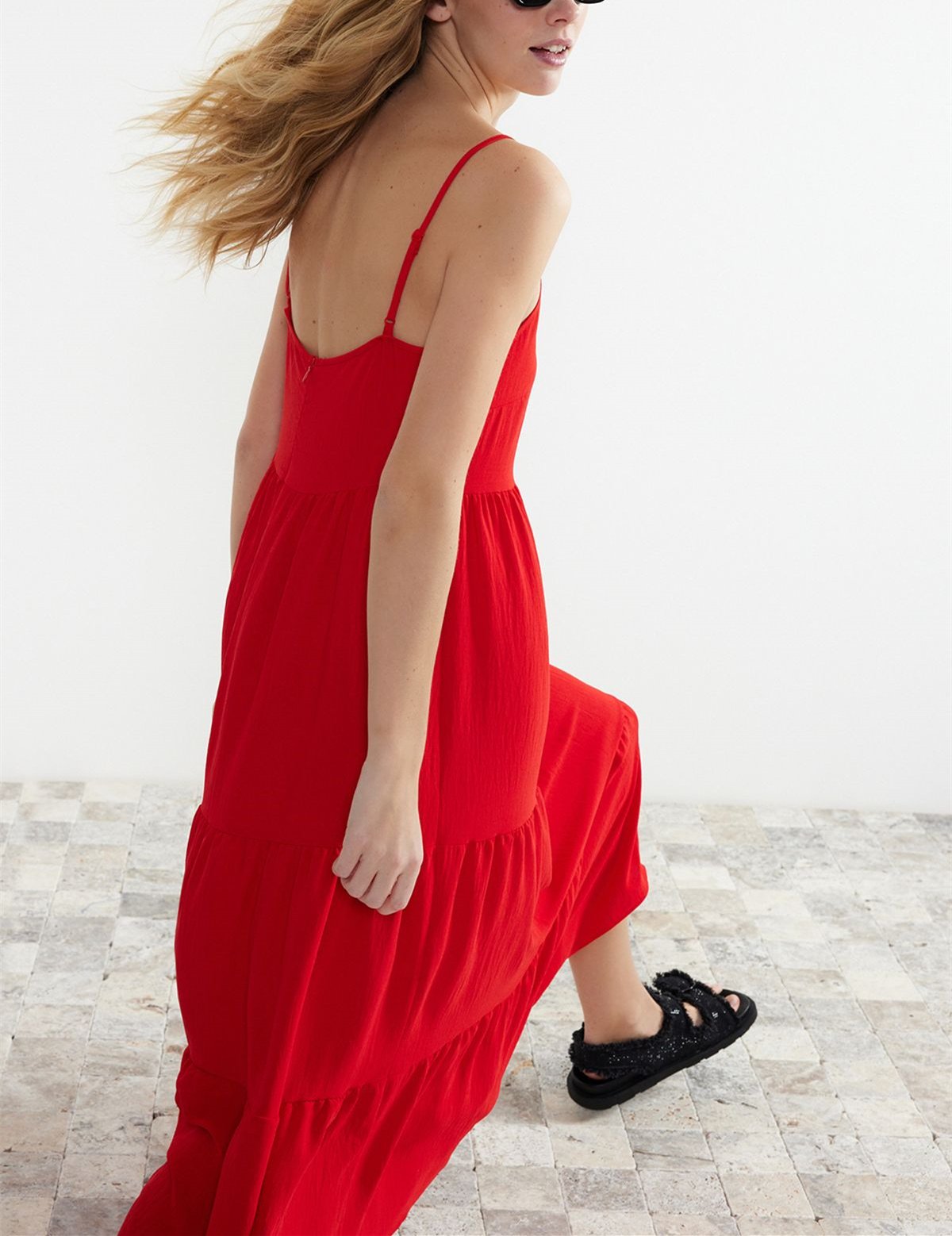 Red Halter Maxi Dress