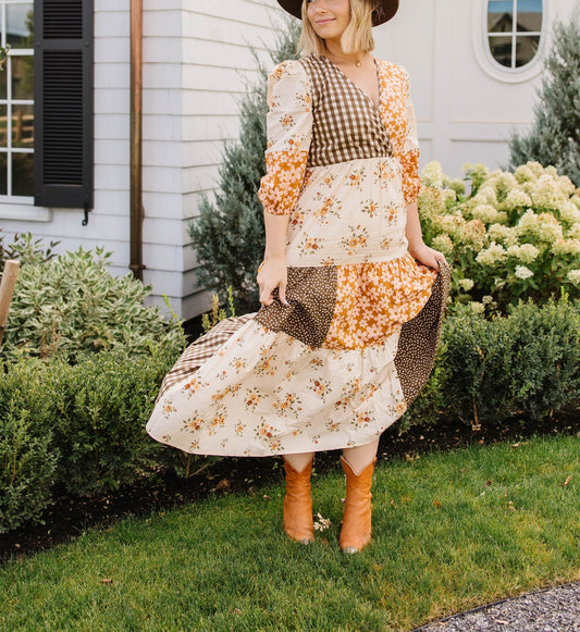 Patchwork Floral Fall Dress