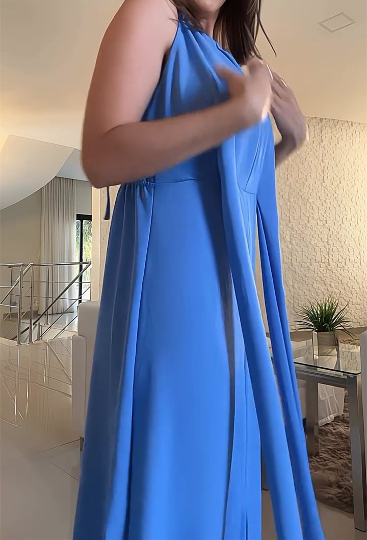 Blue Sleeveless Strappy Maxi Dress