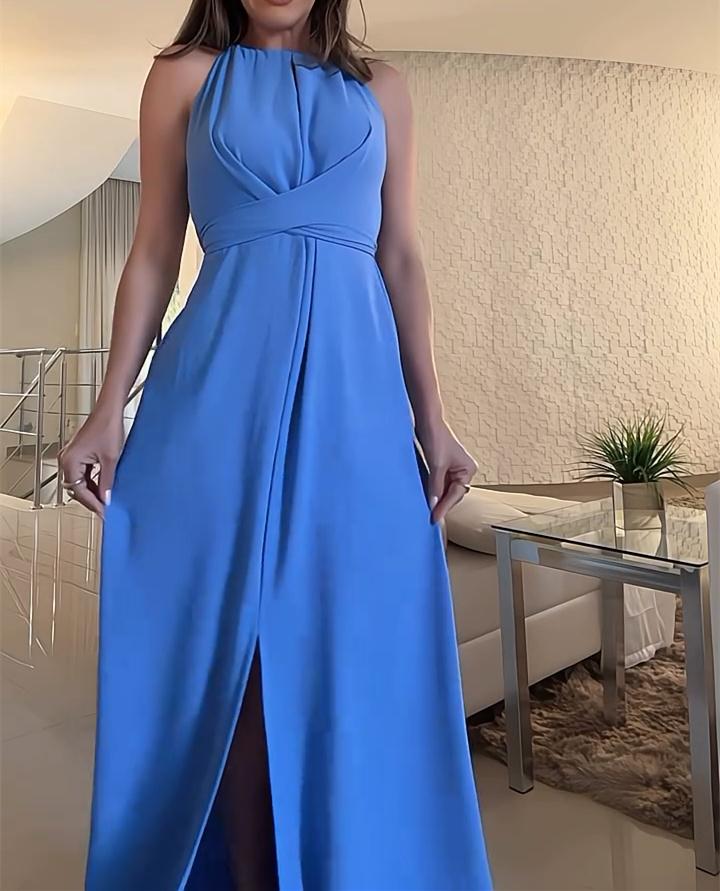 Blue Sleeveless Strappy Maxi Dress