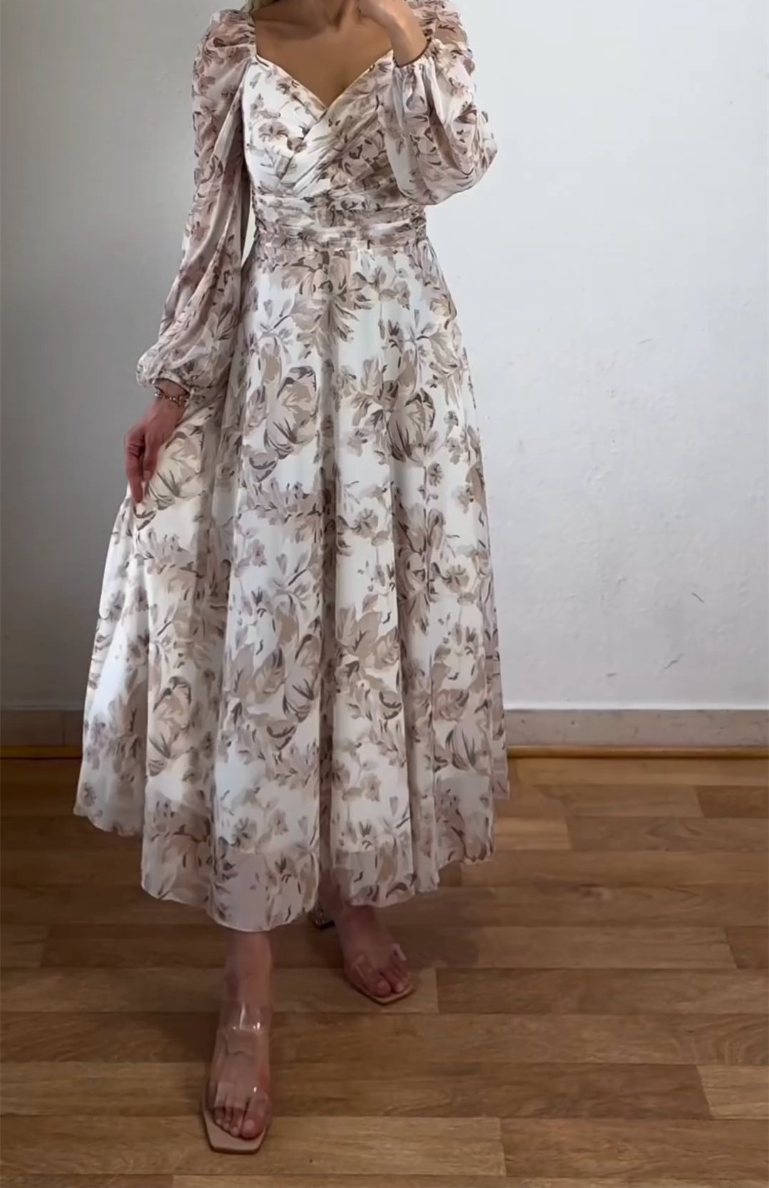 Vintage Floral Cross Neck Maxi Dress