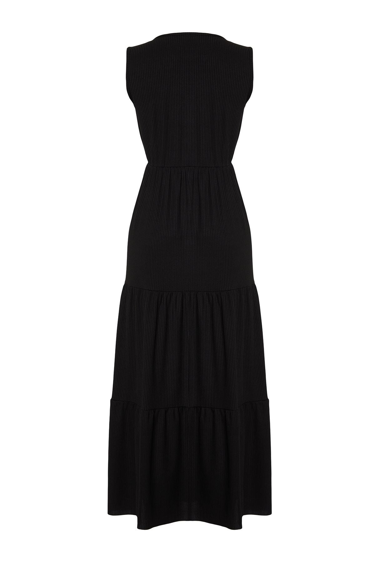 Black Deep V Maxi Dress