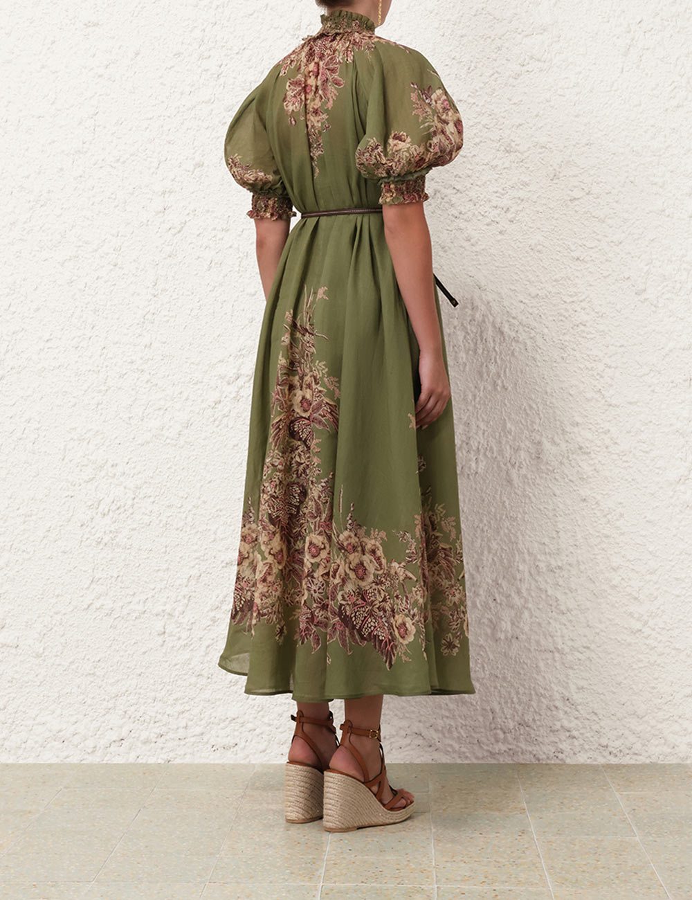 Green Lantern Sleeve Floral Dress