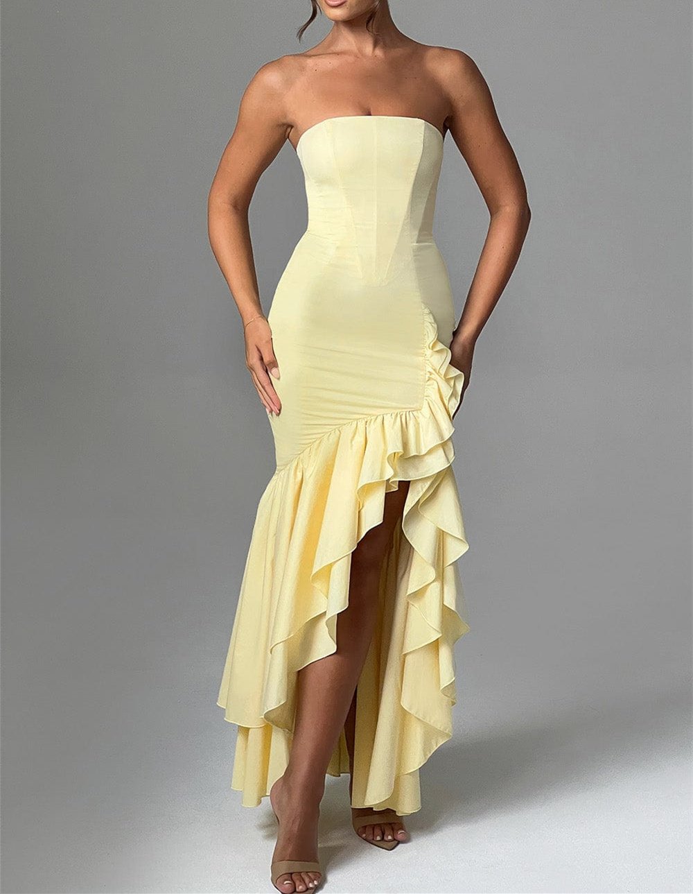 Sheath Fishtail Hemline Maxi Dress