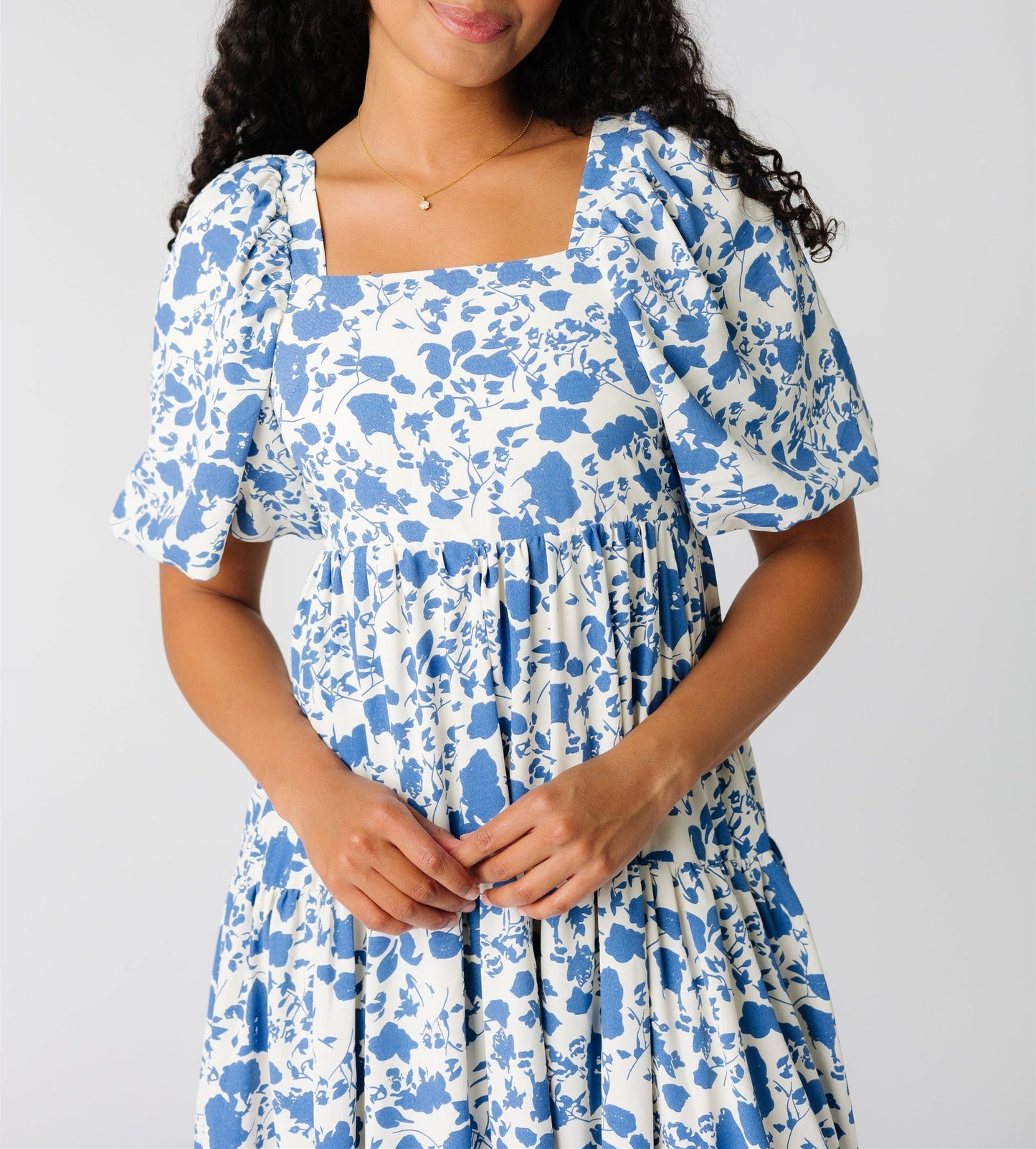 blue floral dress