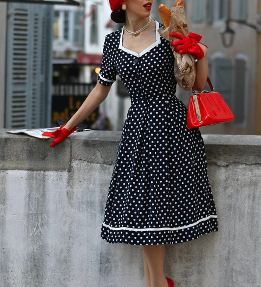 Vintage Polka Dot Midi Dress