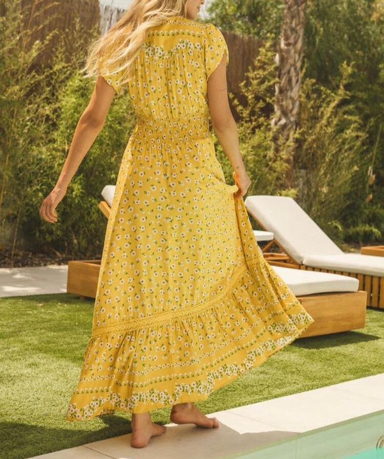 Yellow floral maxi dress