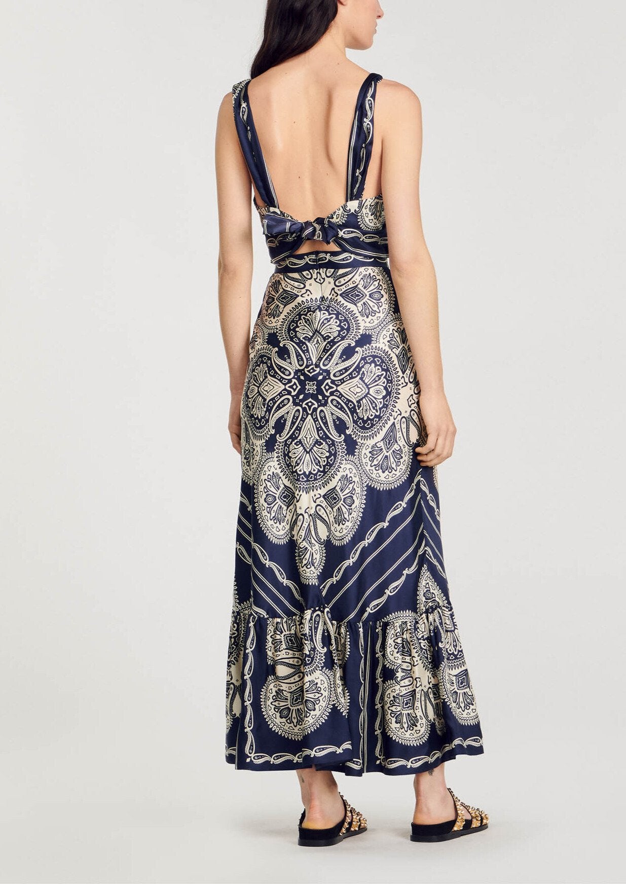 Navy blue floral maxi dress