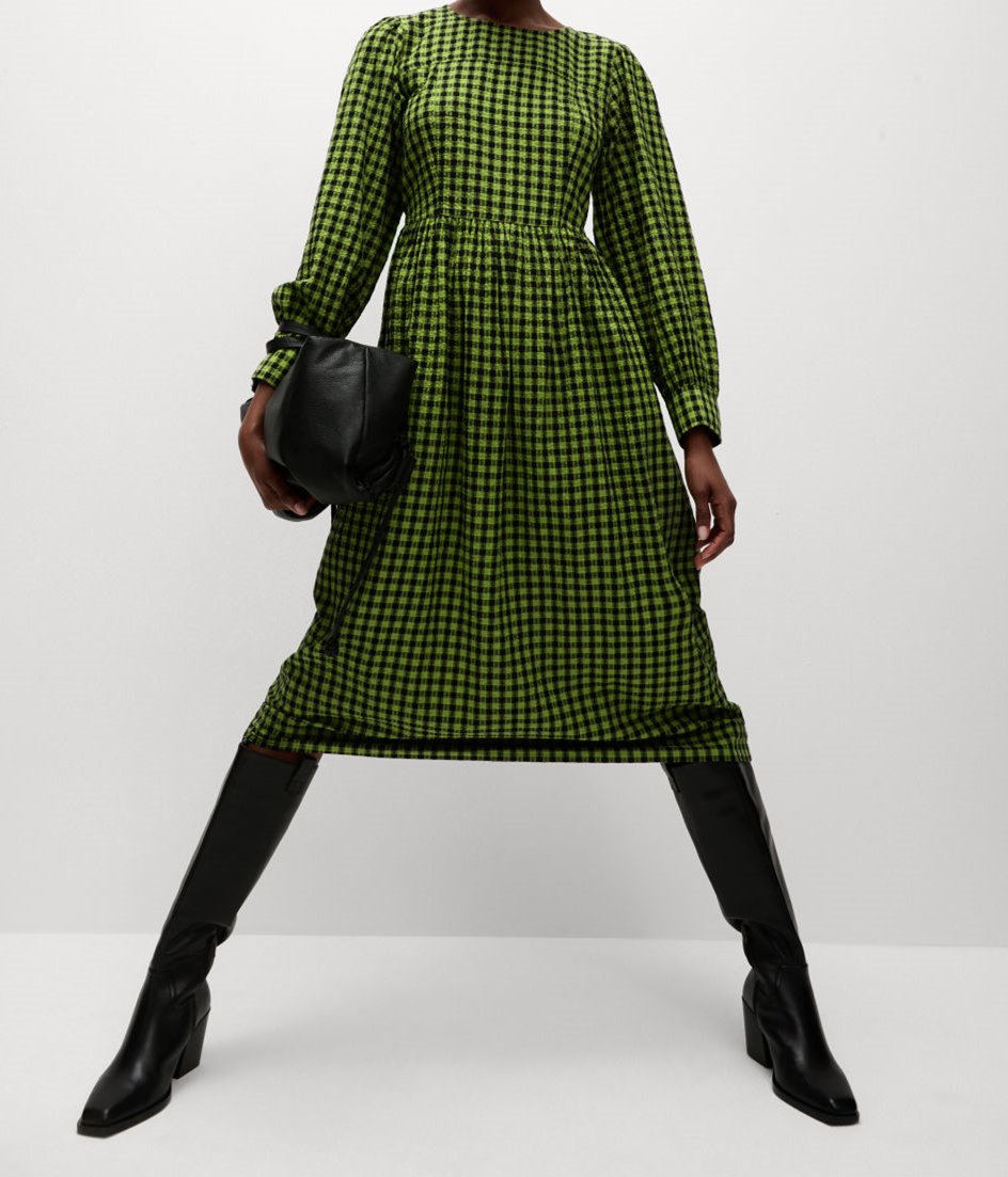 Dark Green Plaid Dress