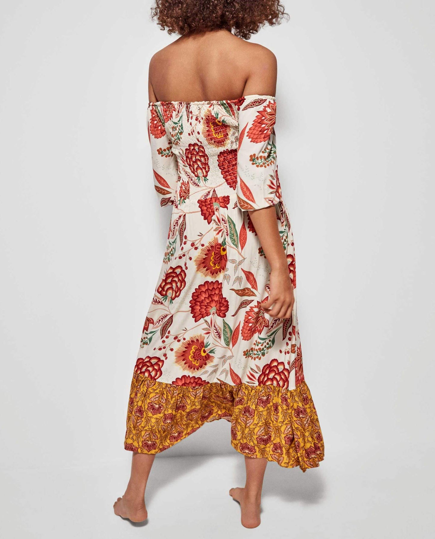 floral strapless dress