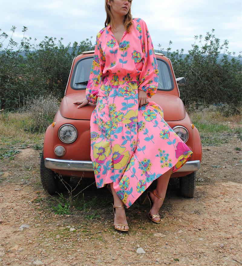 Pink Printed Maxi Dress