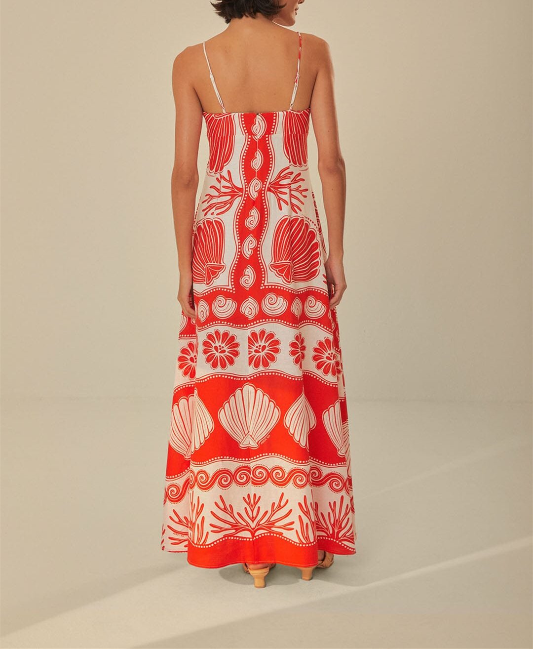 Printed Halter Red Dress