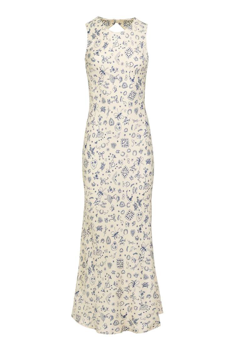 Sleeveless Printed Round Neck Maxi Dress