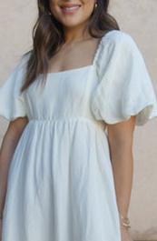 Square Neck Bubble Sleeve Dress