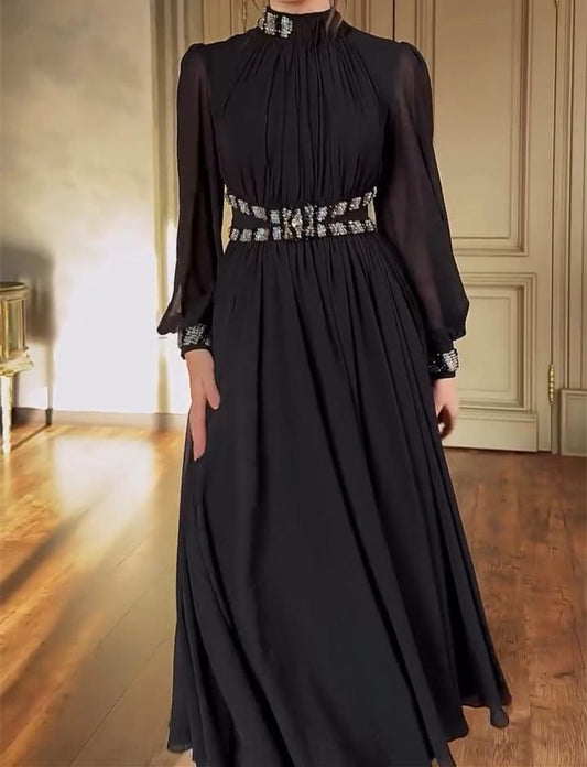 Black Veil and Diamond Maxi Dress