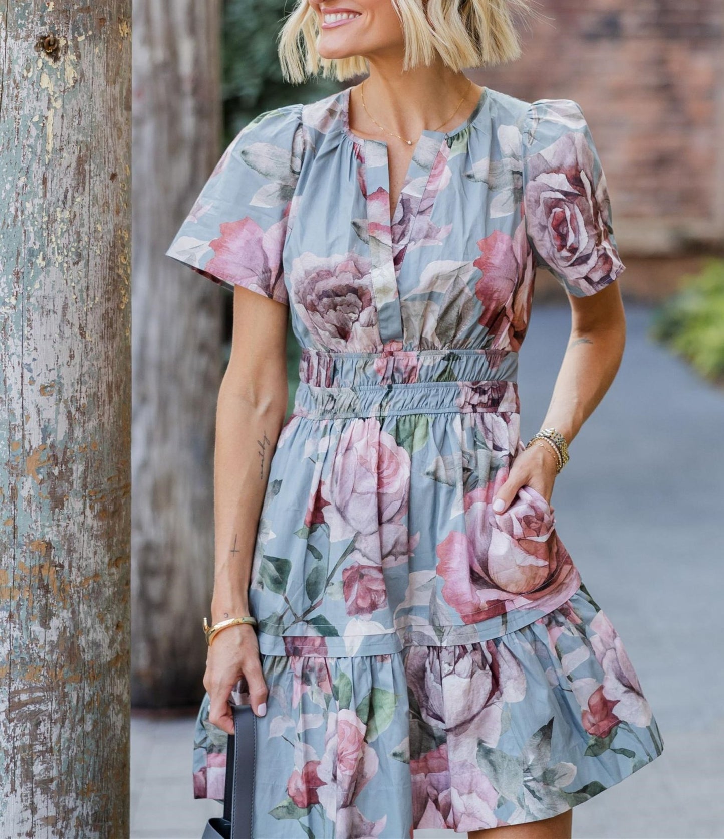 Rose Short Sleeve Fall Dress