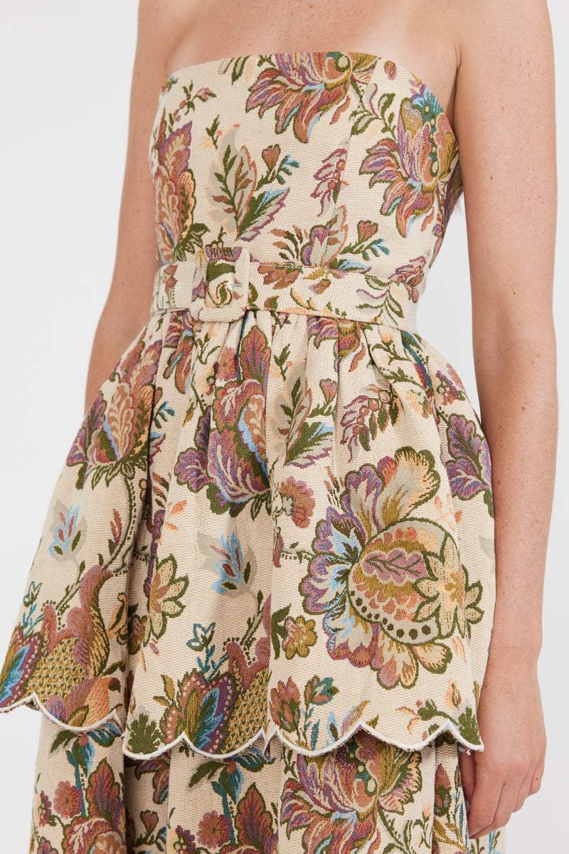 Vintage Printed Layered Sleeveless Maxi Dress