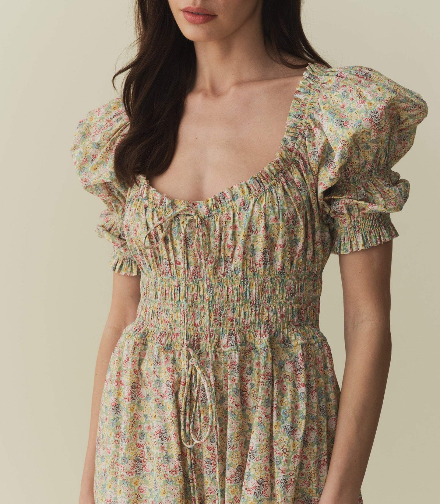 Floral Bubble Sleeve Dress