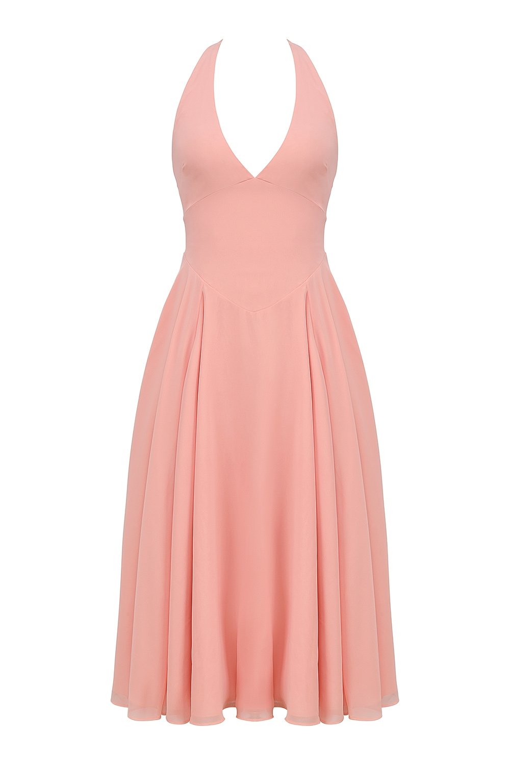 Pink V-Neck Backless Maxi Dress