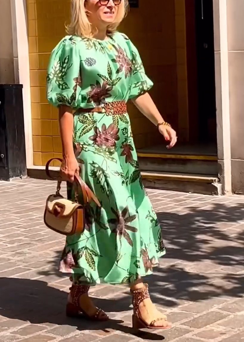 Printed green dress