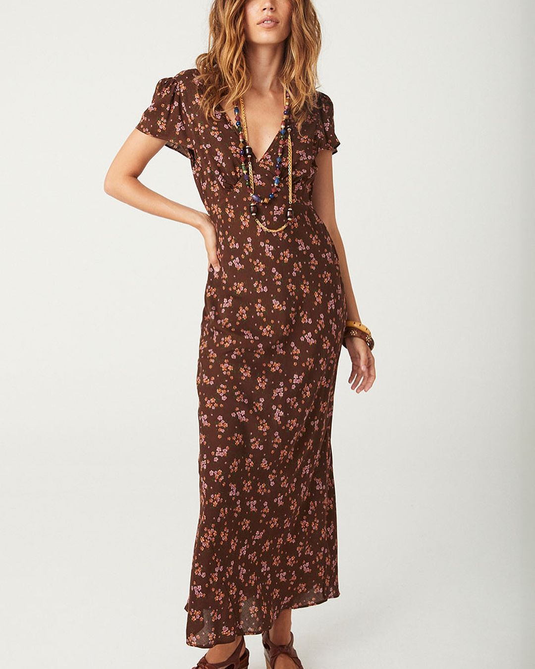 Short Sleeve Floral Maxi Dress