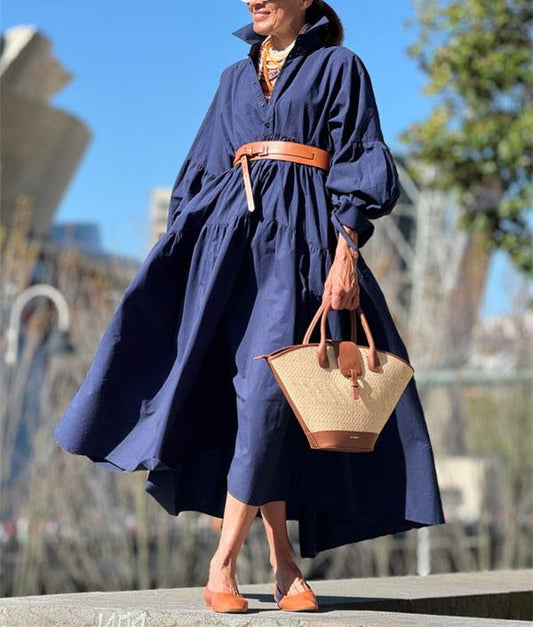 Navy Long Sleeve Autumn Dress