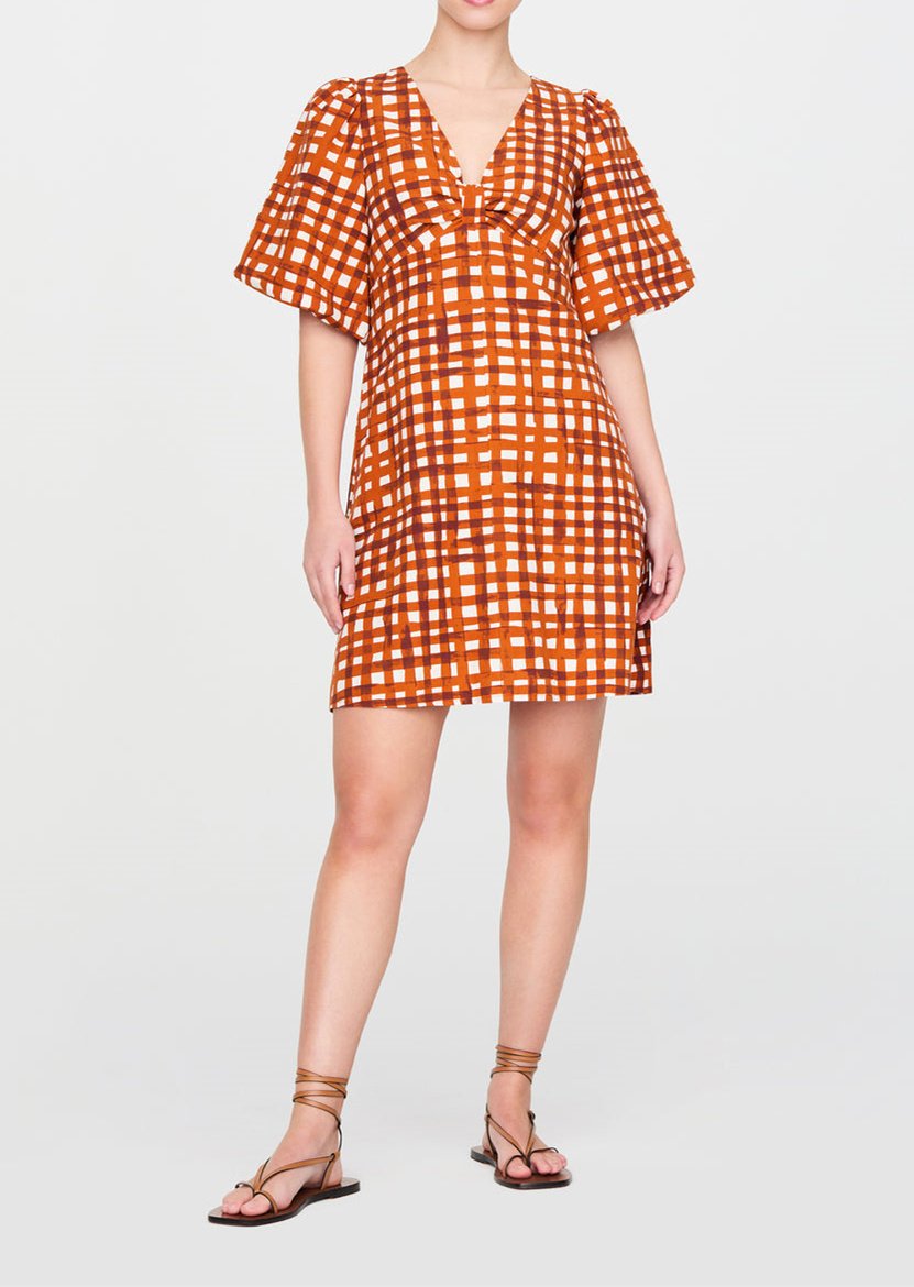 Orange Plaid Mini Dress