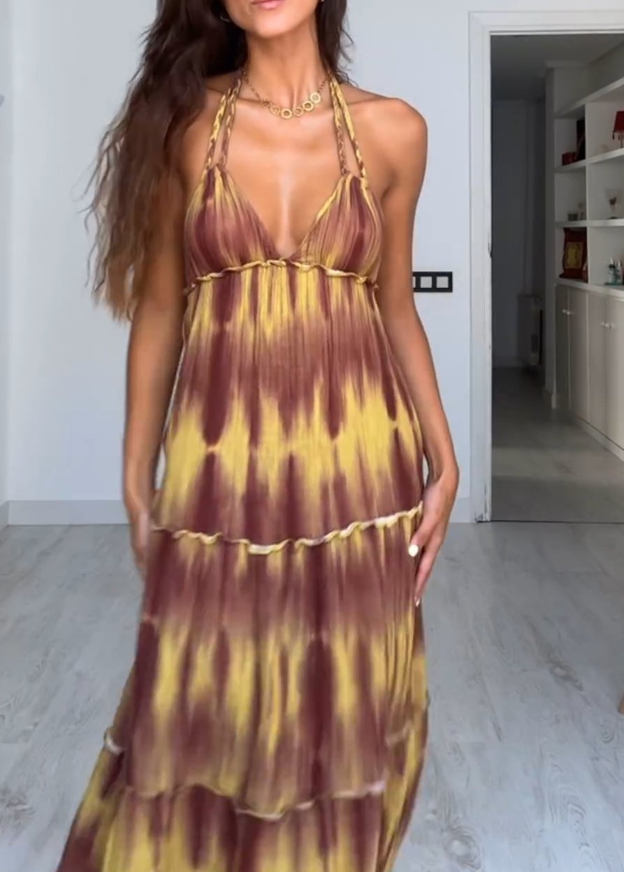 Backless Halter Maxi Dress