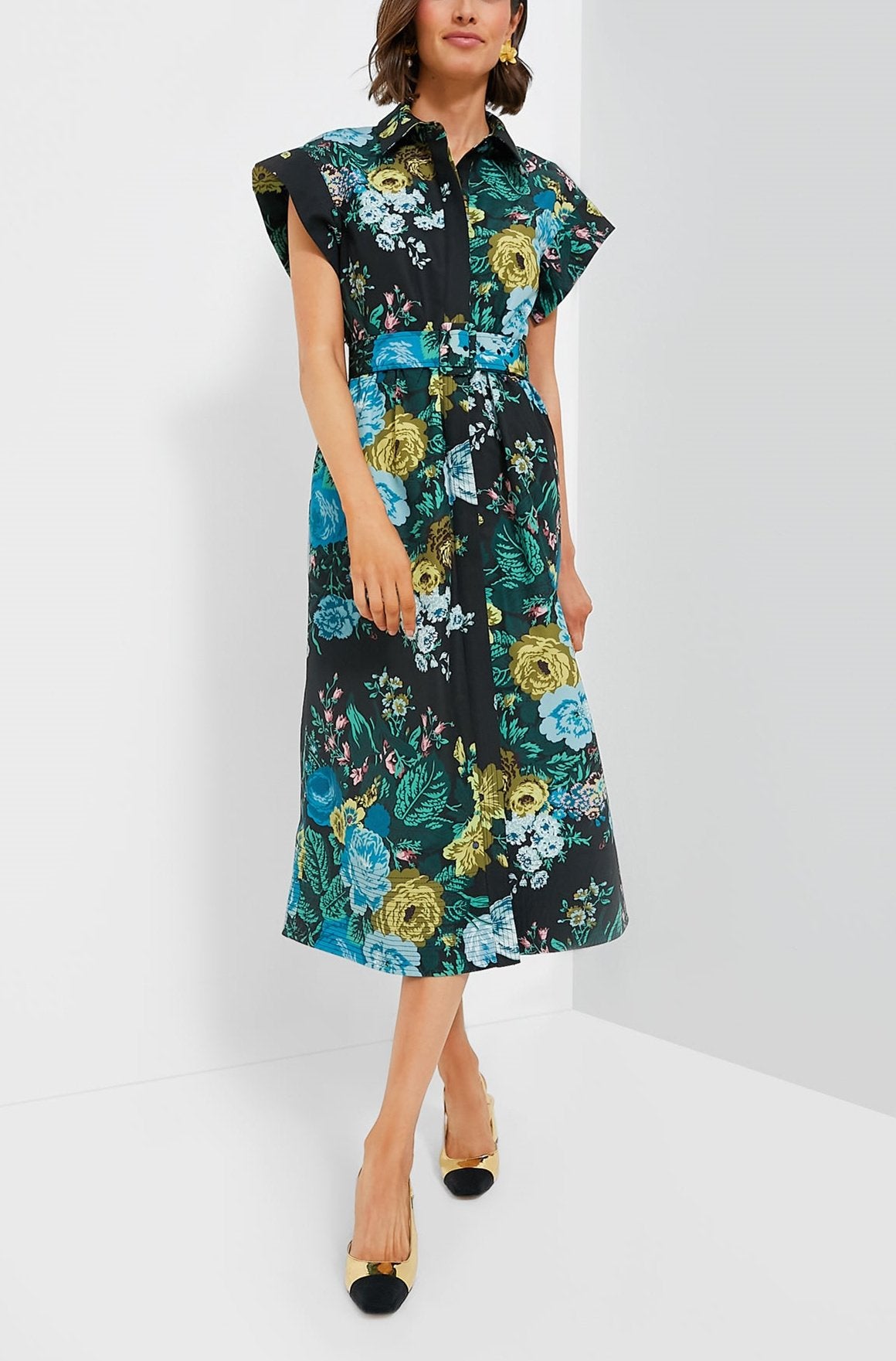 Blue Flower Short Sleeve Dress