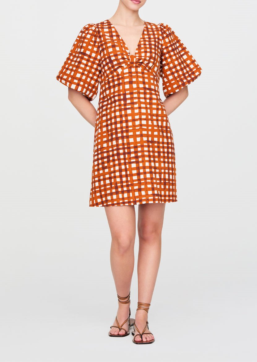 Orange Plaid Mini Dress