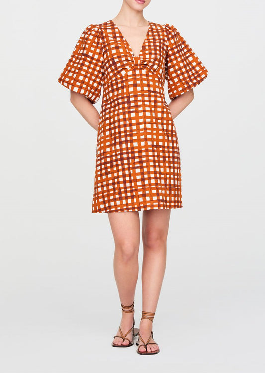 Orange Plaid Mini Dress